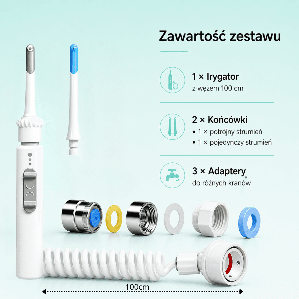 SmileFlow - irygator do pielęgnacji zębów 2 x wymienne końcówki gratis